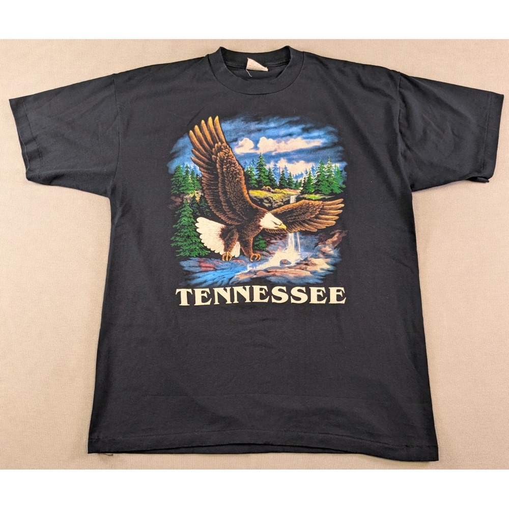 Vintage Tennessee Shirt Mens XL Black Eagle Patriotic Graphic Print 90s USA